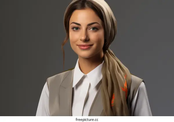 Portrait of a Young Woman Wearing a Hijab