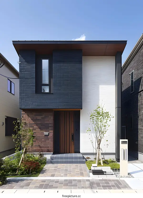 Modern Minimalist House Exterior With Brick and Wood