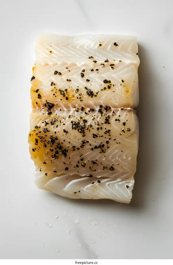 Seasoned Fish Fillet on White Background