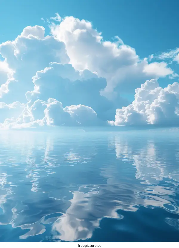 Reflective Blue Skies and White Clouds