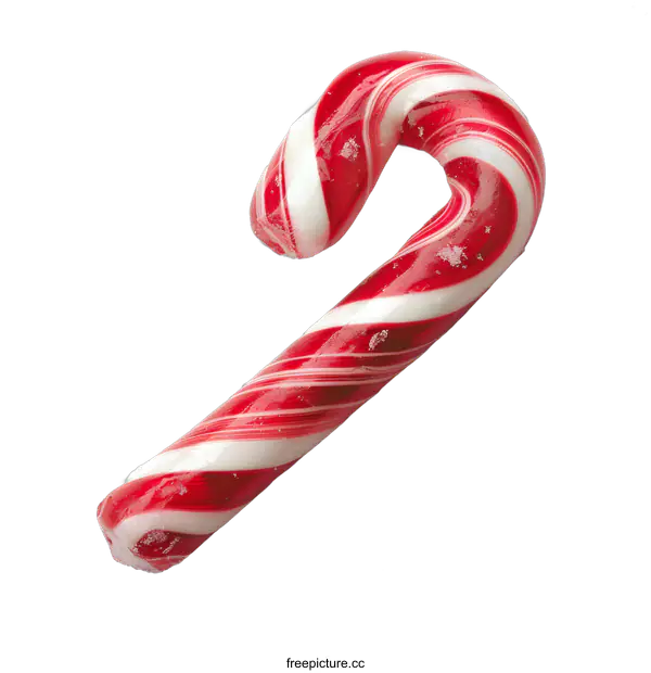 [Transparent Background PNG]Red and White Candy Cane Isolated on White Background