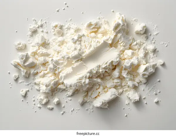 Pile of White Crumbly Substance on White Background