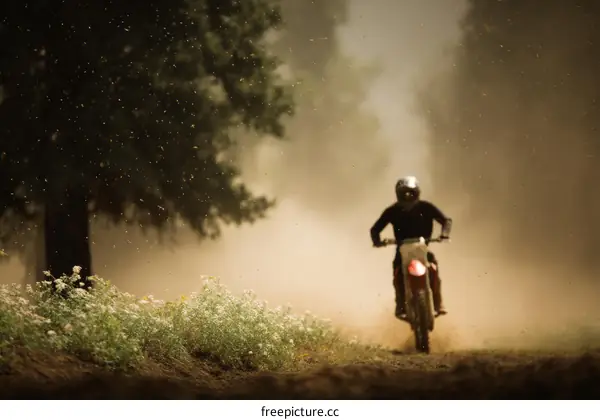 Motocross Rider in a Dusty Trail