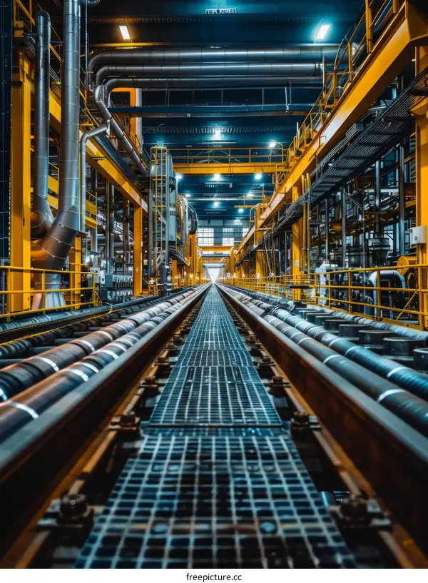 The long yellow industrial walkway