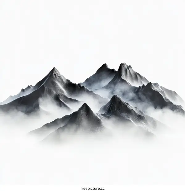 Misty Mountain Range Landscape Illustration