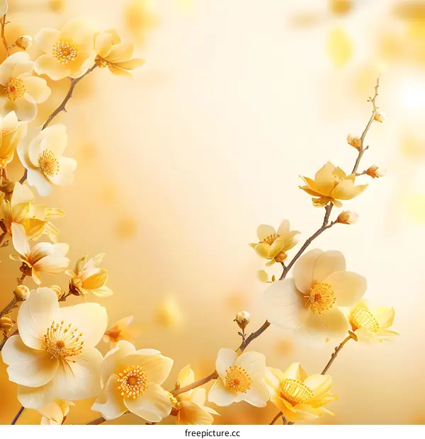 Beautiful Yellow Flowers on Blurred Background