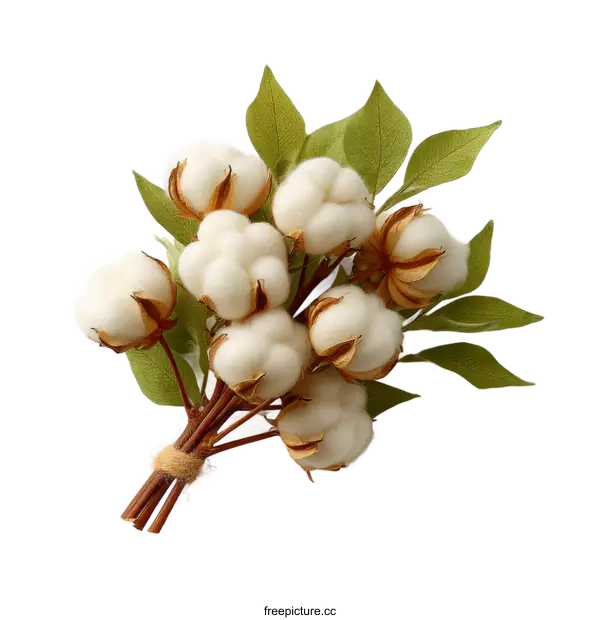 [Transparent Background PNG]Cotton Bolls Arrangement on White Background