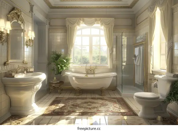 Elegant Luxury Vintage Bathroom Interior Design