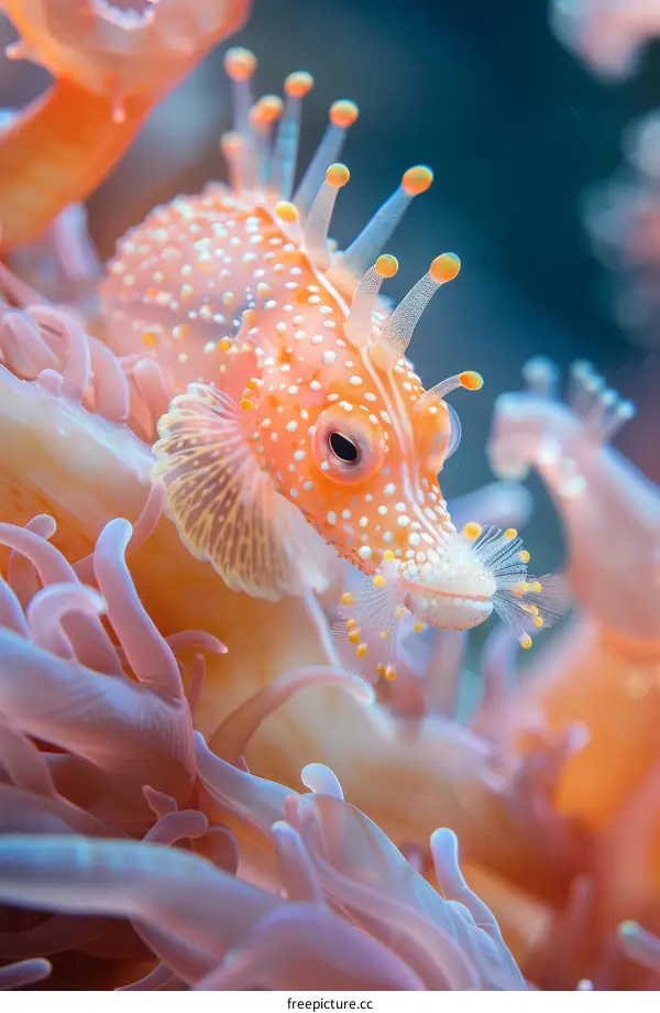 Orange-Spotted Pipefish on a Pink Anemone