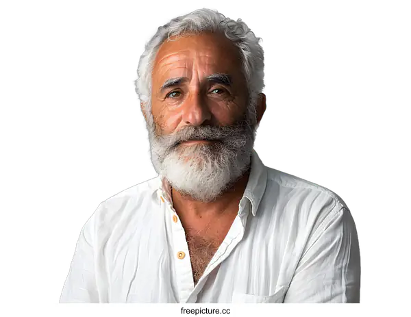 [Transparent Background PNG]Portrait of a Senior Man with a White Beard
