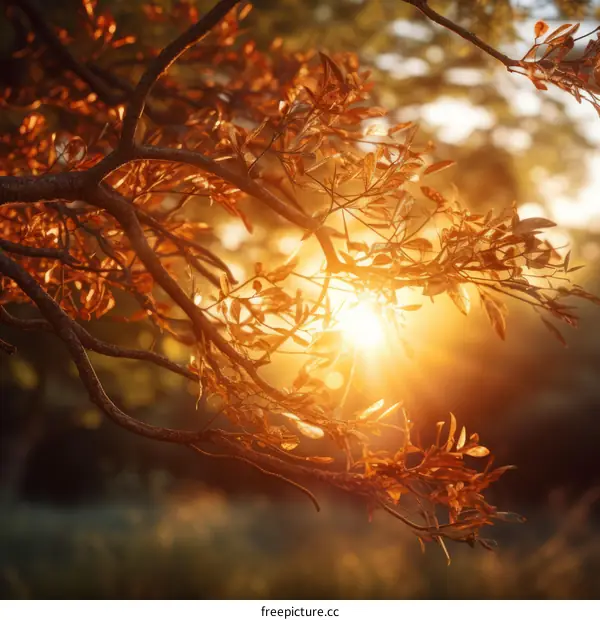 Sunlight shining through the leaves of a tree