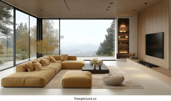 Modern Living Room with Panoramic View