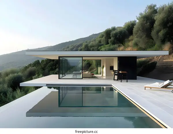 Modern Minimalist House with Infinity Pool and Mountain View