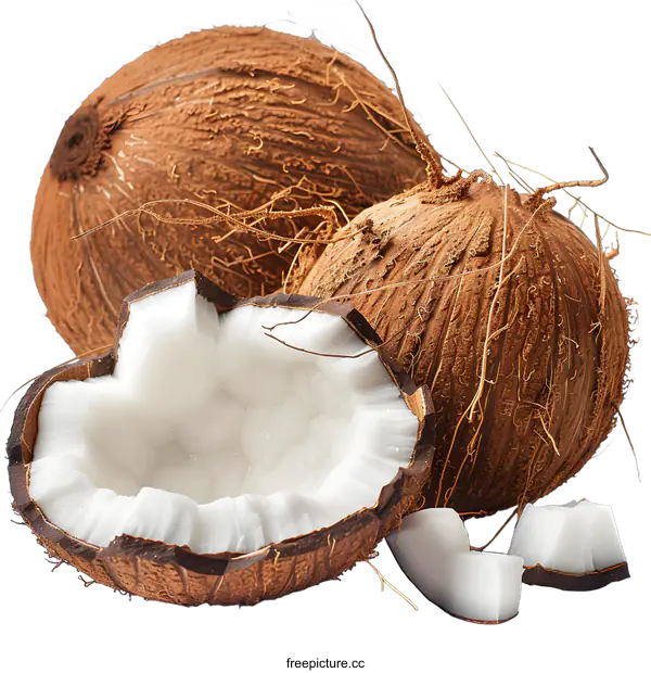 [Transparent Background PNG]Three coconuts on a white background