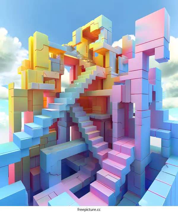 Abstract Colorful Structure with Stairs