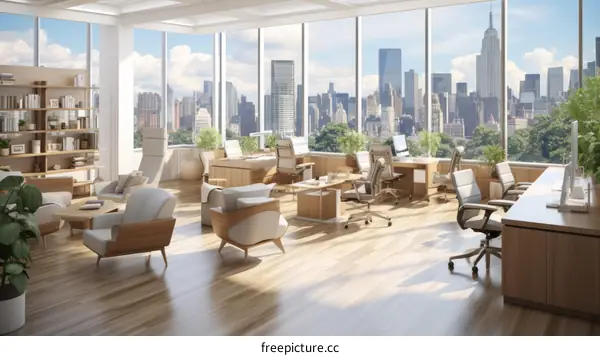 Modern Office with Skyline View
