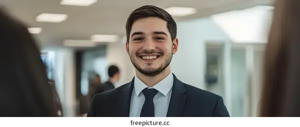 Smiling Businessman in Office Setting