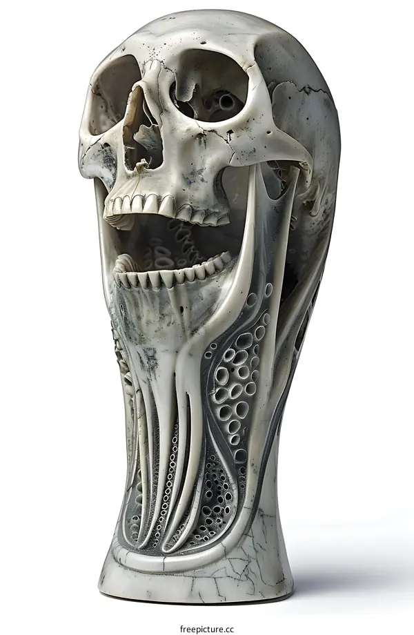 Intricate Skull Sculpture on White Background
