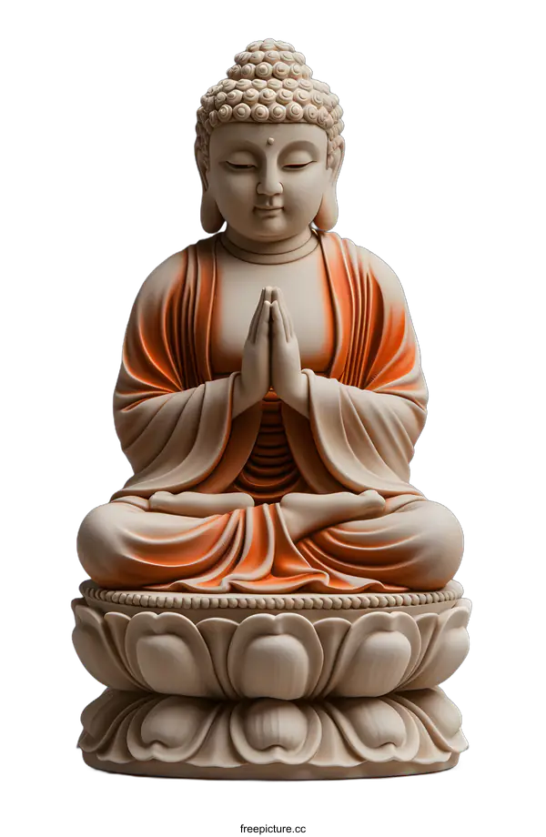 [Transparent Background PNG]Buddha statue meditating on lotus flower