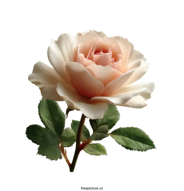 [Transparent Background PNG]Delicate Peach Rose Bloom Close-up