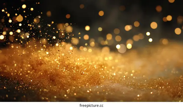 Golden Glitter Background with Sparkling Lights