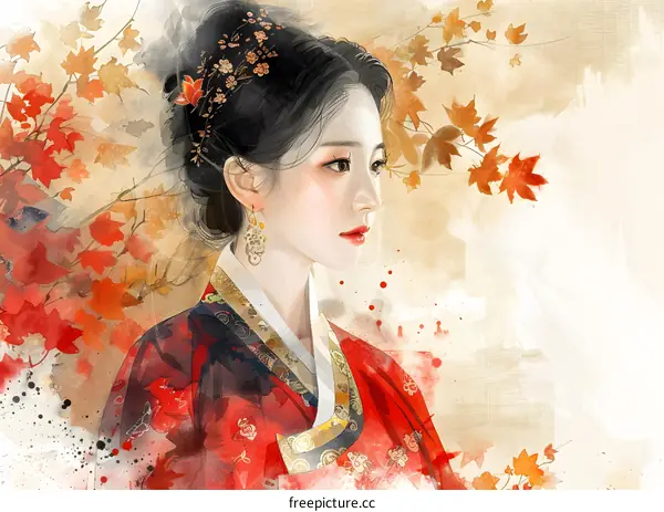 A beautiful Korean woman in traditional dress