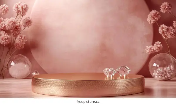 Elegant Pink Rose Gold Display Podium
