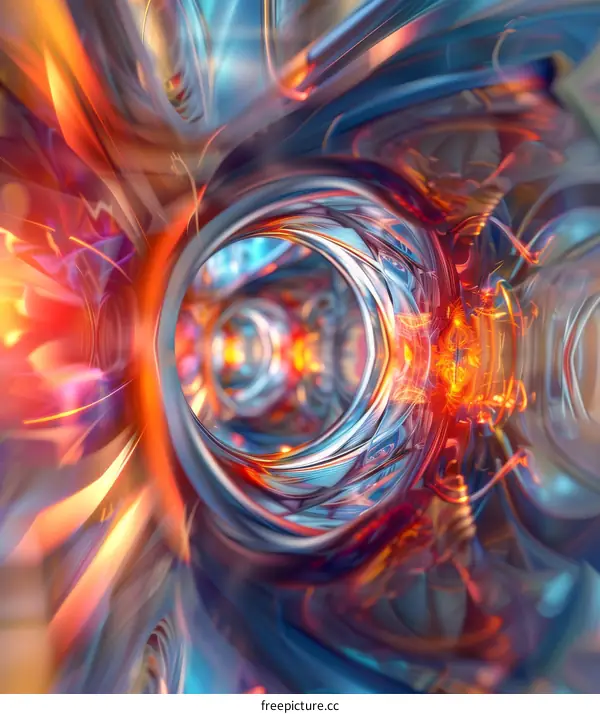 Blue and Orange Glowing Tunnel