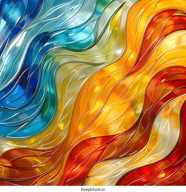 Abstract Colorful Wavy Glass Texture