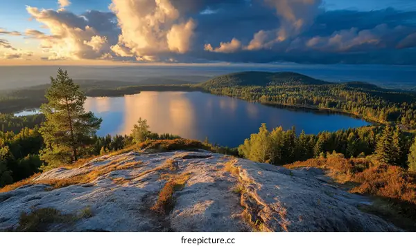 Stunning Mountain Lake Scenery at Sunrise