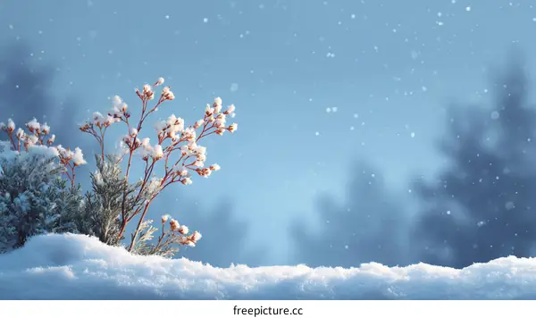 Winter Wonderland Snowy Landscape with Frozen Plants