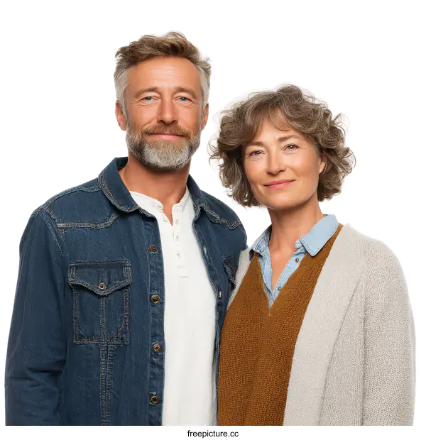 [Transparent Background PNG]Portrait of a Couple Smiling at the Camera