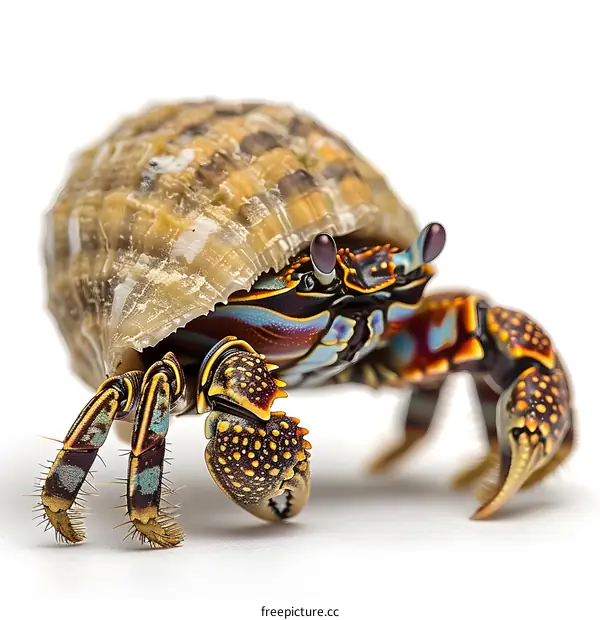 Colorful Hermit Crab on White Background
