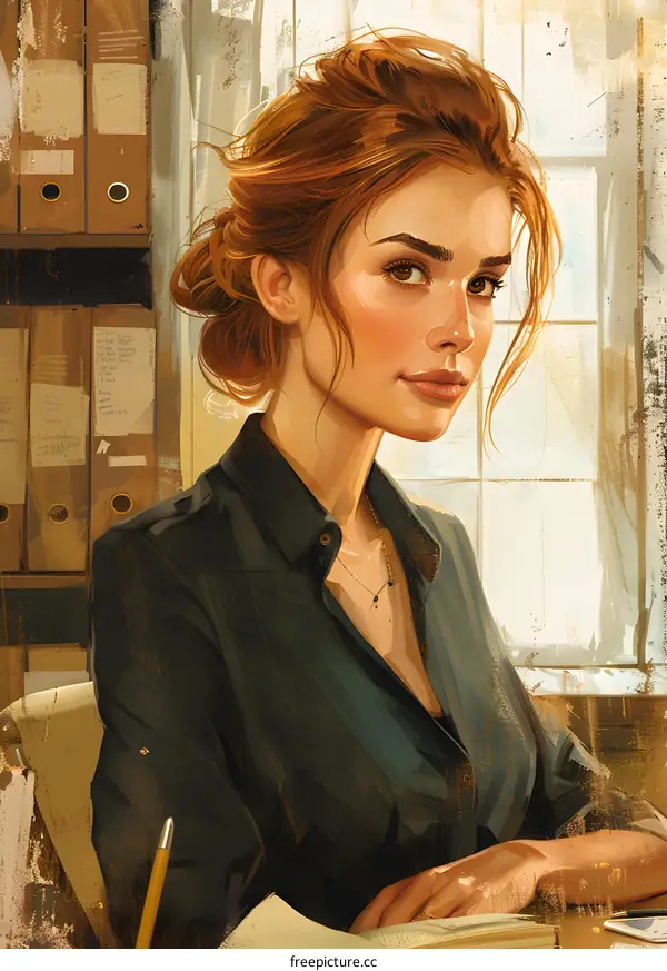 Portrait of a Woman in an Office