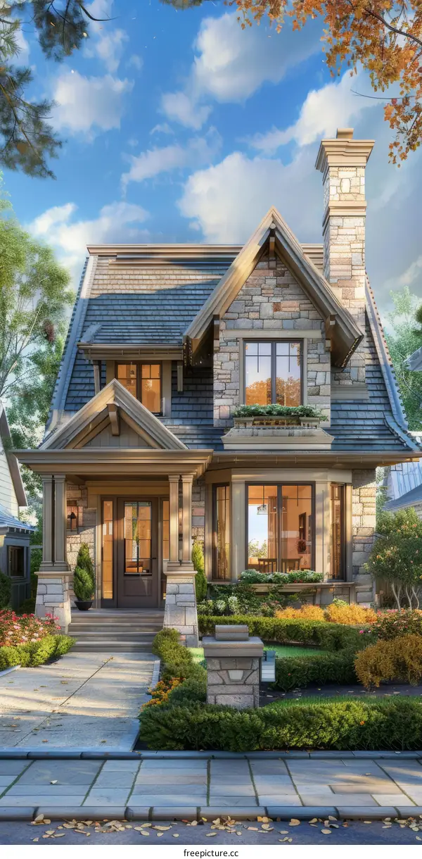 Picturesque Stone House with Inviting Front Porch