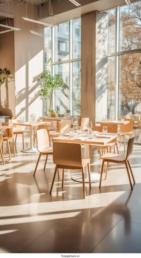 Airy, Modern Restaurant Interior With Stylish Furnishing
