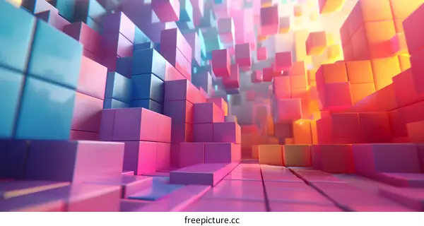 Abstract Colorful Cubes Background