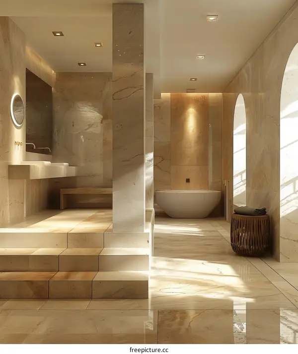 Modern Bathroom Interior Design with Natural Stone
