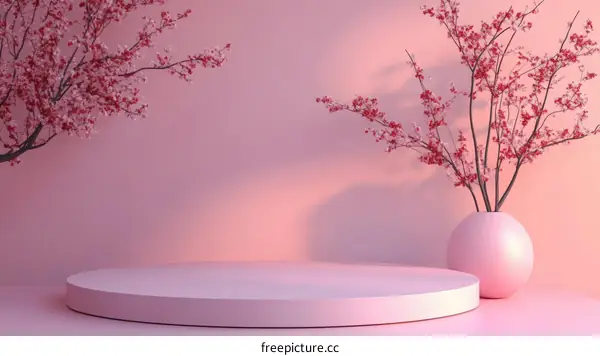 Pink Cherry Blossom Display Podium