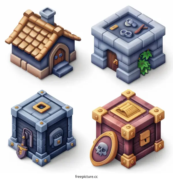 isometric fantasy buildings