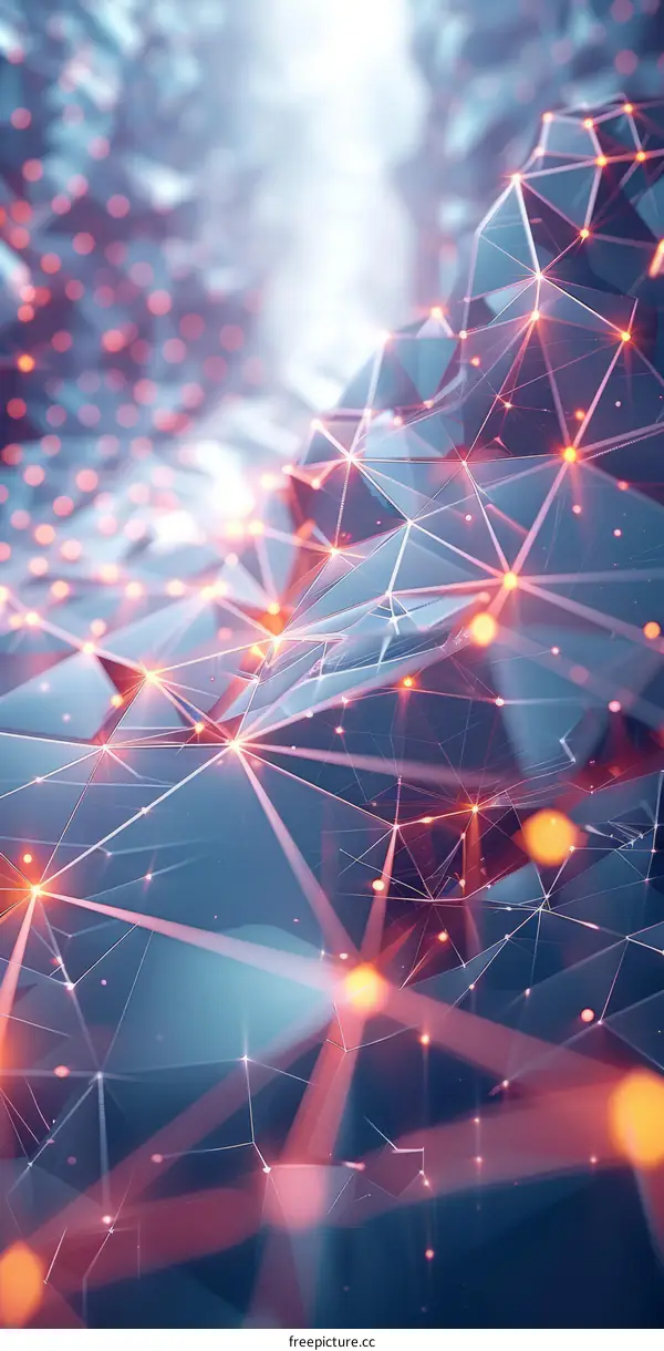 Abstract Polygonal Surface with Glowing Dots