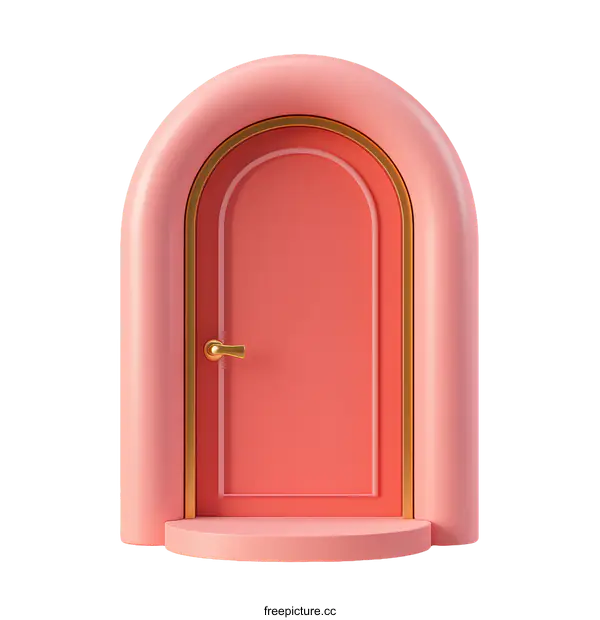 [Transparent Background PNG]Stylish Pink Arch Door Illustration