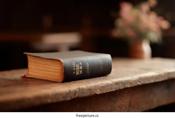 Holy Bible on Wooden Tabletop