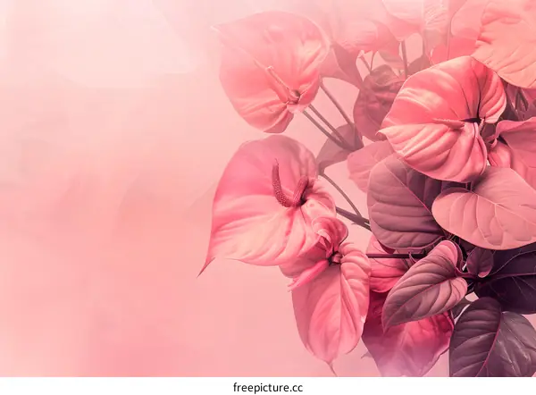 Pink Anthurium Flower with Blurred Background