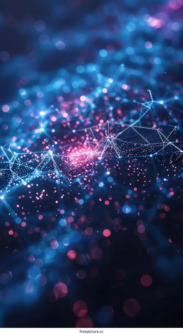 Abstract Glowing Neural Network with Bokeh Lights