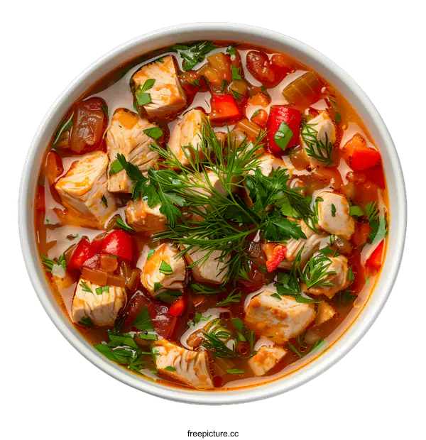 [Transparent Background PNG]Bowl of Chicken and Vegetable Soup