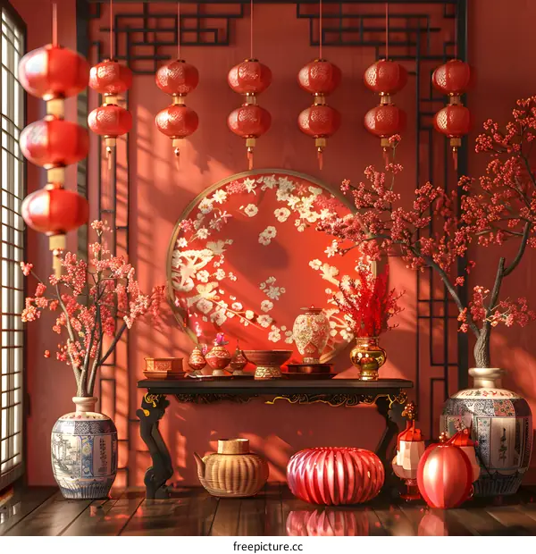 A red Chinese New Year decoration