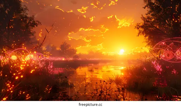 Enchanted Sunset over a Mystical River