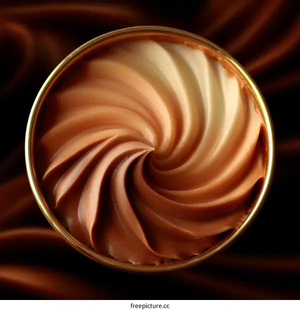 Close-up View of Swirled Chocolate Dessert