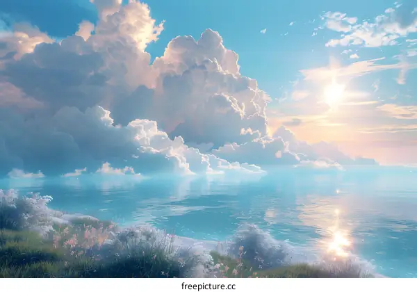 Blue Sky, White Clouds and the Ocean